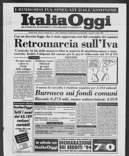 Italia oggi : quotidiano di economia finanza e politica